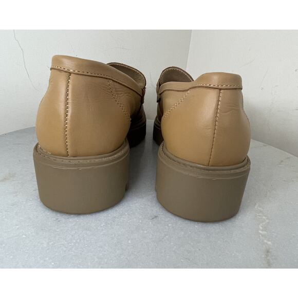 Gem’s Vera Pelle Chunky Lug Sole Tan Leather Shoes Wedge Loafers Women Sz 8 / 39 - Picture 6 of 11
